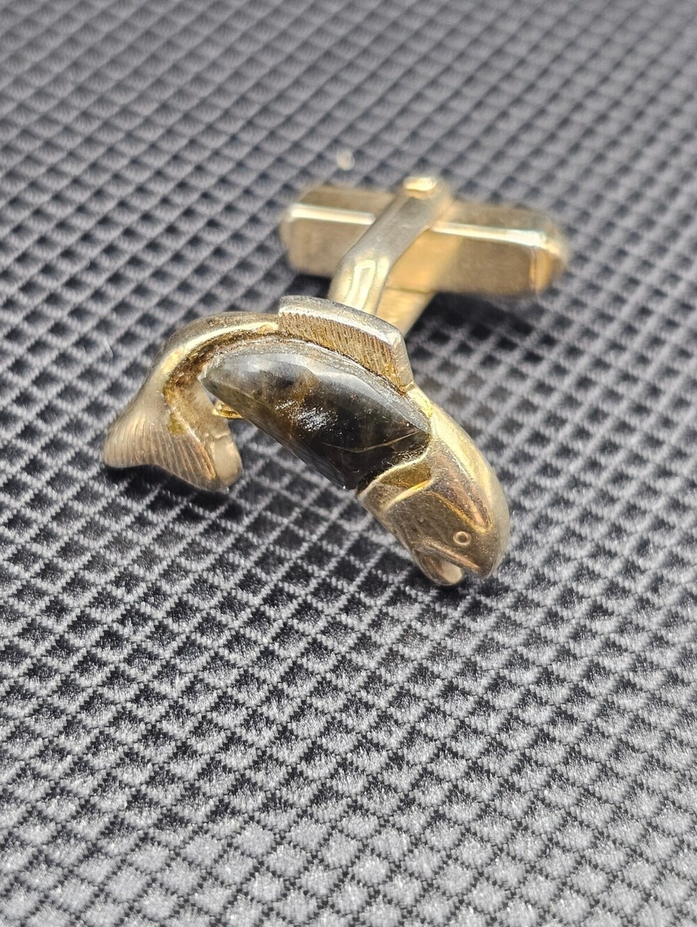 Vintage Gold Tone Fish Shaped Cufflink